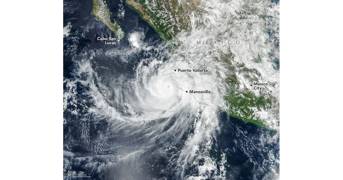Imagem do documento primário da NASA sobre Furacão Simon passa perto da costa mexicana em 11/10/2026.