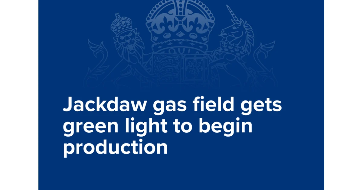 Imagem divulgada pelo GOV.UK na página sobre Jackdaw recebe autorização para produzir gás no Reino Unido.